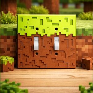 Brown and Green Double Light Switch Cover